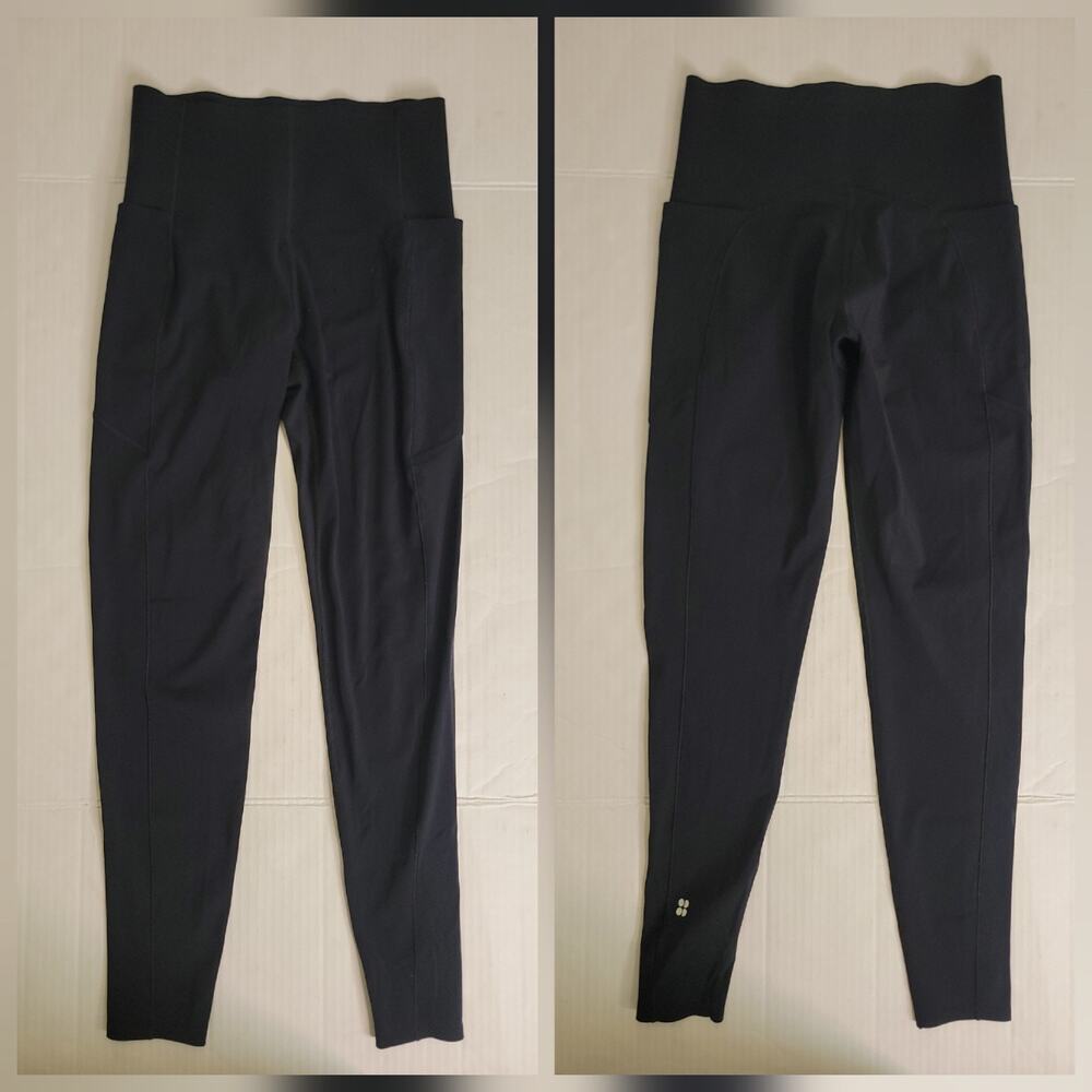 Sweaty Betty Full Length Power Leggings Black Size 6 Side Pockets Womens